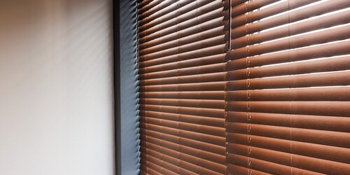 Wooden blinds in an intelligent interior