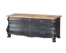 Commode Lawrence 160x50x85 oud zwart &amp; naturel