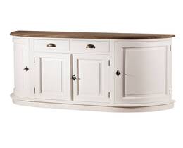 Commode Brighton met 4 deuren en 2 lades, wit en naturel.