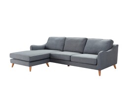 Hoekbank Venuste, denimblauw/bruin