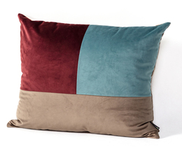 Poduszka Patchwork kwadratowa beige chocoladeblauw