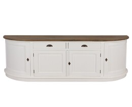 Commode Brighton met 4 deuren en 2 lades, wit en naturel.