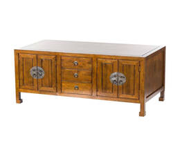 Commode Ibuku met 3 laden + 4 deuren, bruin, 126x55x65 cm