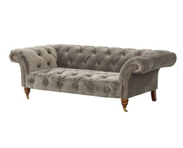 Chesterfield Glamour fluwelen bank in grijs, 2-zits