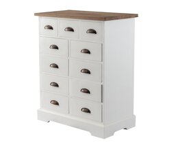 Commode Brighton met 11 laden, wit en naturel